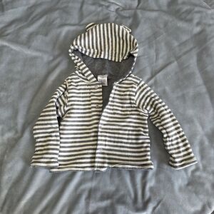 Gerber Gray and White Striped Hooded Baby Jacket